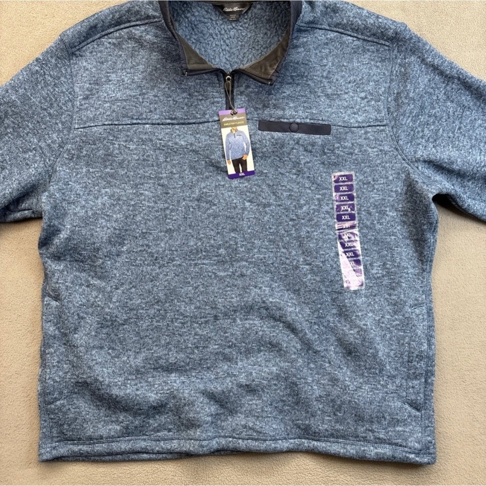 Eddie Bauer Mens Sweater Fleece 1/4 Zip Pullover Twilight Heather XXL